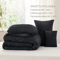 thumbnail image 5 of Full Comforter Set - 4 Pieces Pinch Pleat Bed Set, Black Boho Bedding for All Season, 1 Soft Comforter, 2 Pillowcases, 1 Decorative Pillow, 5 of 7