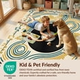 thumbnail image 4 of Design&I 9'x12' Washable Area Rug Wet Funky Vinyl Musical Cd Circle Symmetrical Beat Tapete Redondo for Dining Room, Basement, Large Office, Snag-Free, 4 of 7