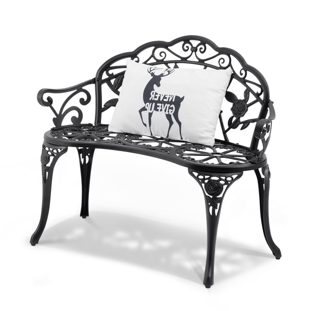 Banco de patio VEVOR, capacidad de carga de 218 kg, metal, 98,7 x 79 x 57 cm, negro