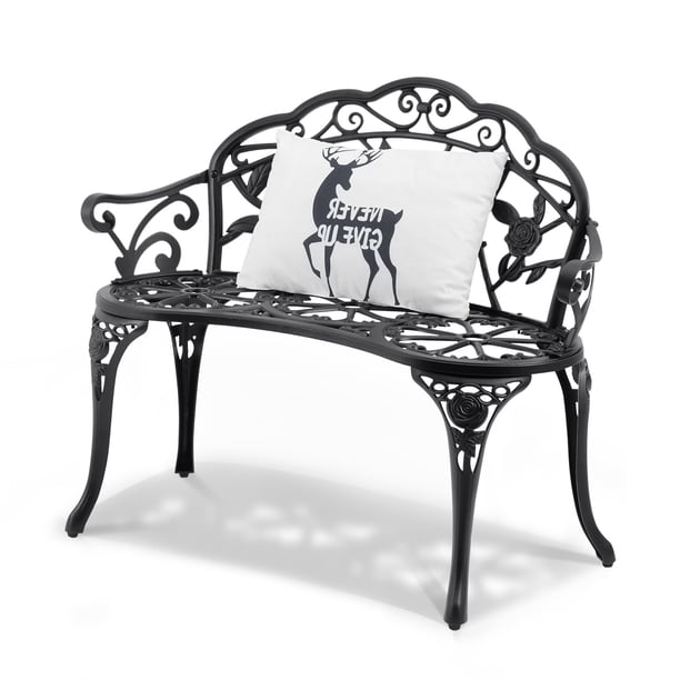 Banco de patio VEVOR, capacidad de carga de 218 kg, metal, 98,7 x 79 x 57 cm, negro