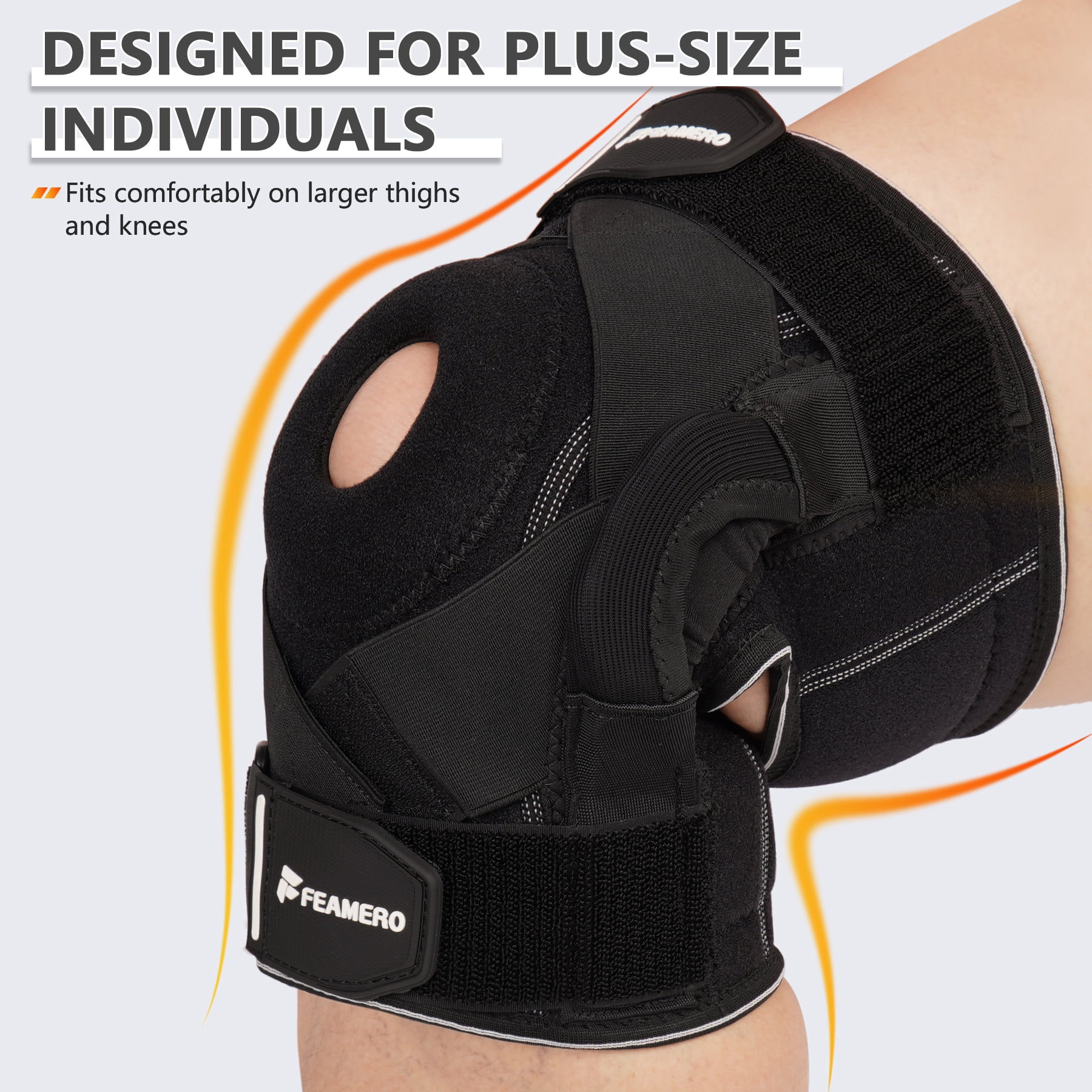 Plus Size Hinges Knee Brace for Knee Pain, with Hinges & Cross Compression Straps for Meniscus Tear, Arthritis, Joint Support, Adjustable for Men & Women, Obese People–XL/2XL
