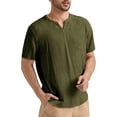thumbnail image 1 of YDLCAFD Chemise Décontractée en Coton et Lin pour Hommes, Cardigan à Manches Courtes, Col en V, 1 of 5