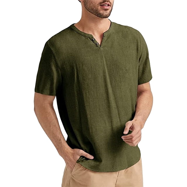 YDLCAFD Chemise Décontractée en Coton et Lin pour Hommes, Cardigan à Manches Courtes, Col en V