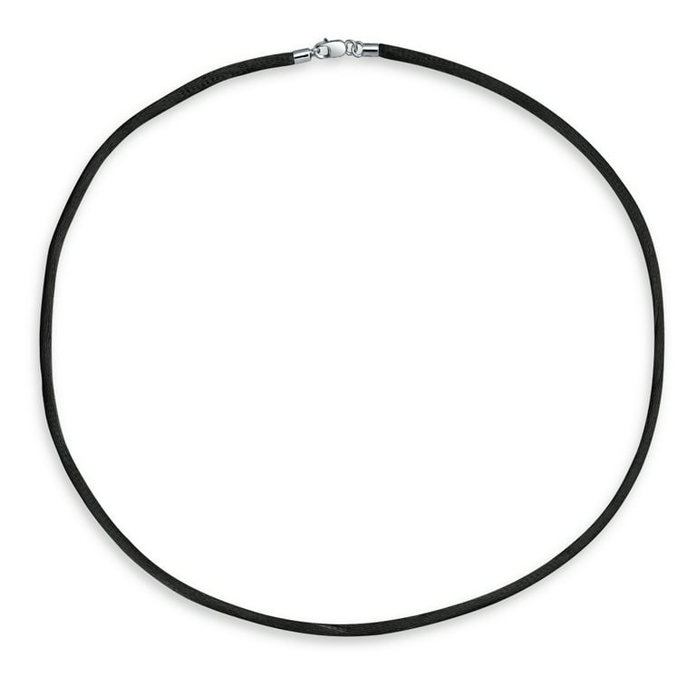 Black Satin Silk Cord Necklace Silver/Gold Clasp 16 18 20 22 24 26  28 30