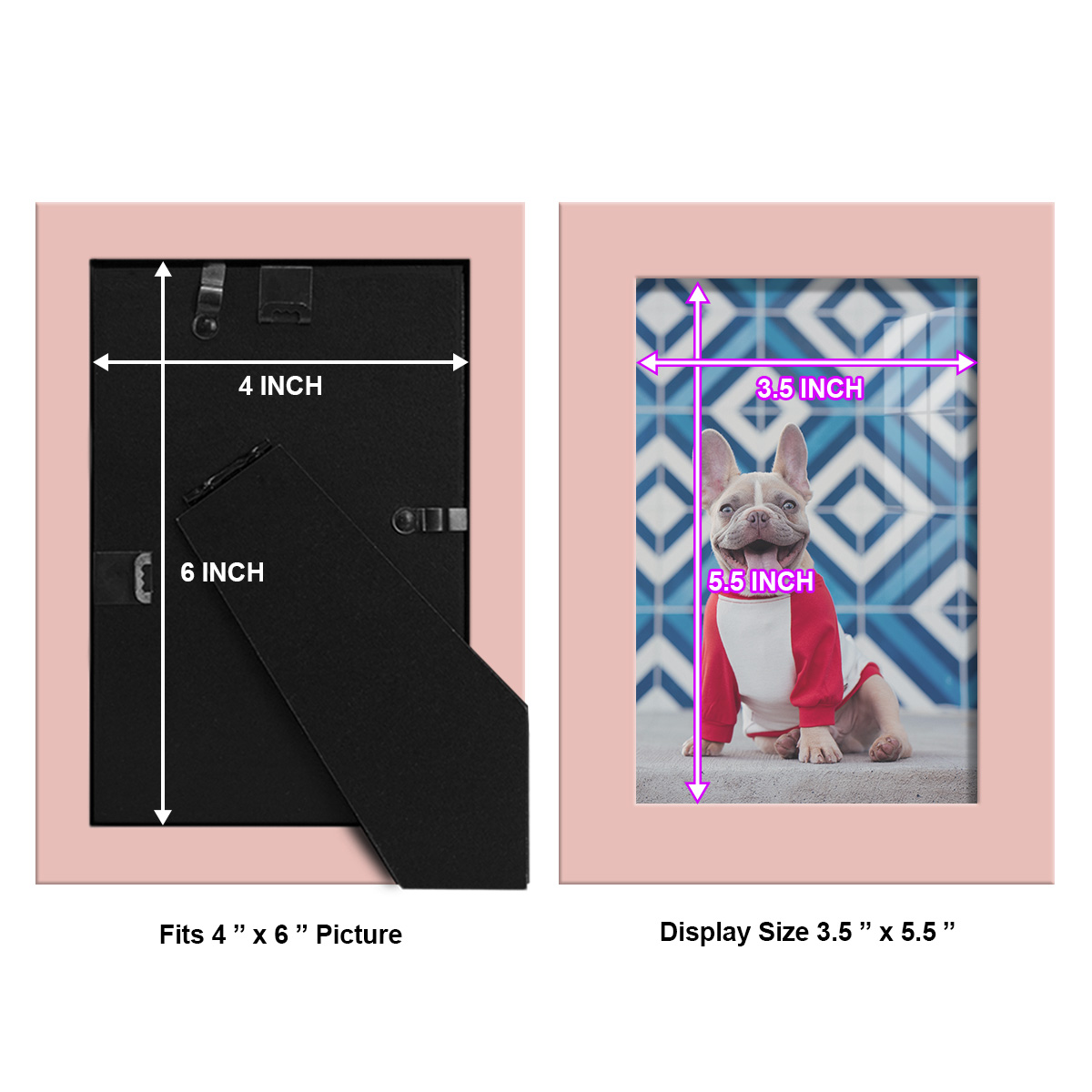 Modern 4 in. x 6 in. Pink Picture Frame (Set of 4)