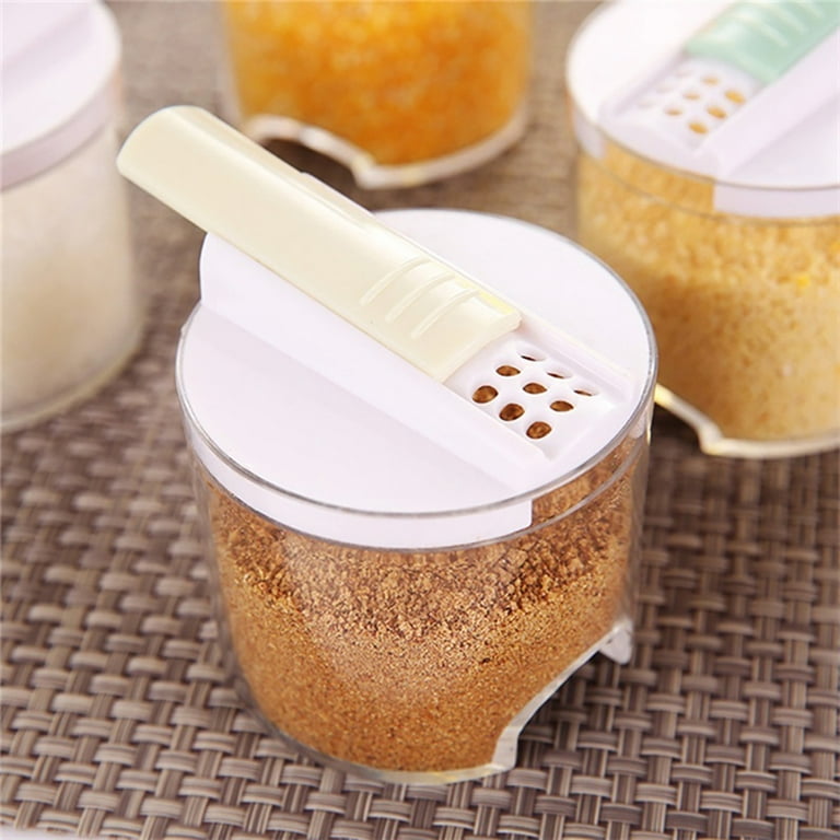Besufy 5 in 1 Kitchen Spice Jar Condiment Caster Storage Container Seasoning Sealed Box, Size: One size, Clear