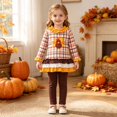 thumbnail image 2 of Ulanda Toddler Girls Ruffle Thanksgiving Outfit (Coffee, 7-8 Years), 2 of 9