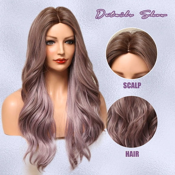 SUCS Women'S Fashion High Temperature Resistant Silk Synthetic Bangs Long Hair Wig