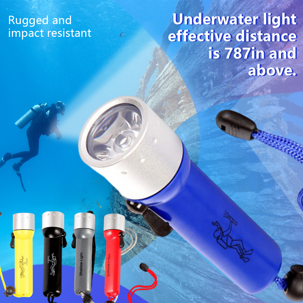 DALX LED Diving Flashlight Divers Torch with Lanyard Battery Powered Lamp  Equipment Kayak Portable Light Water Sports Lighting
