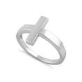 thumbnail image 1 of 925 Sterling Silver Oxidized Platinum Plated Plain Cross Women Ring, 1 of 2