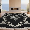 thumbnail image 2 of Design&I 9'x12' Washable Area Rug Snag-Free Serpent Motif Distressed Scroll Border Print Round Vintage Snake Playful for Dining Room, Basement, Large Office, 2 of 7