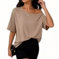 thumbnail image 6 of Seffadzy Womens Oversized T-Shirts Short Sleeve Off The Shoulder Loose Fit Tops Casual Summer Daily Workout Yoga Shirts, 6 of 6