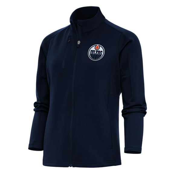 Women's Antigua Navy Edmonton Oilers Team Logo Generation Full-Zip Jacket