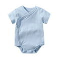 thumbnail image 2 of Ccpelsie Toddler Short Sleeve Baby Romper Unisex One-piece Summer Boy and Girl Footless Jumpsuit Snap Closure(Light Blue,6-9 Months), 2 of 9