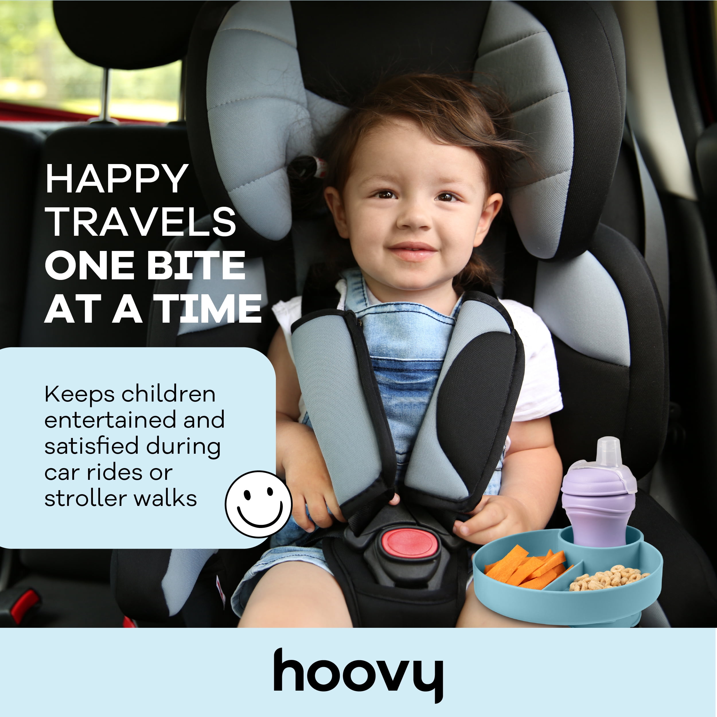 Hoovy Travel Snacker Toddler Car Seat Snack Tray Mess Free Aquamarine Unisex