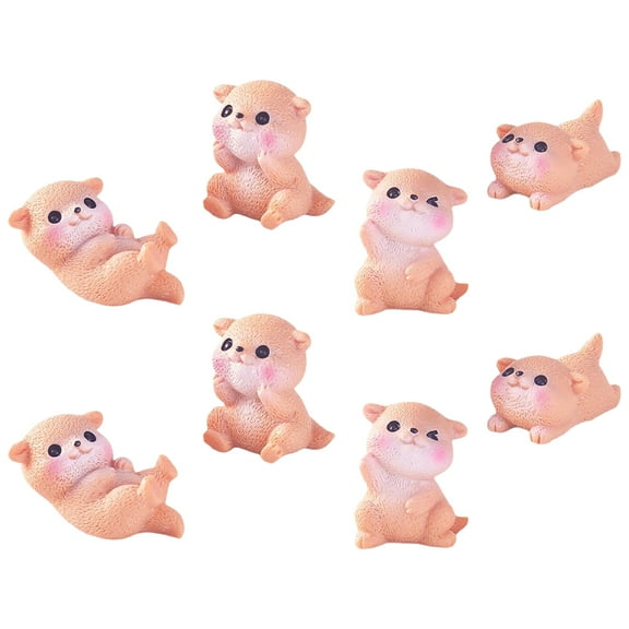 Masteelf 8pcs Miniature Otters Figurines Small Otters Statue Mini Moss Landscape Ornament Cartoon Animals Toy Fairy Garden Accessories Cake Toppers
