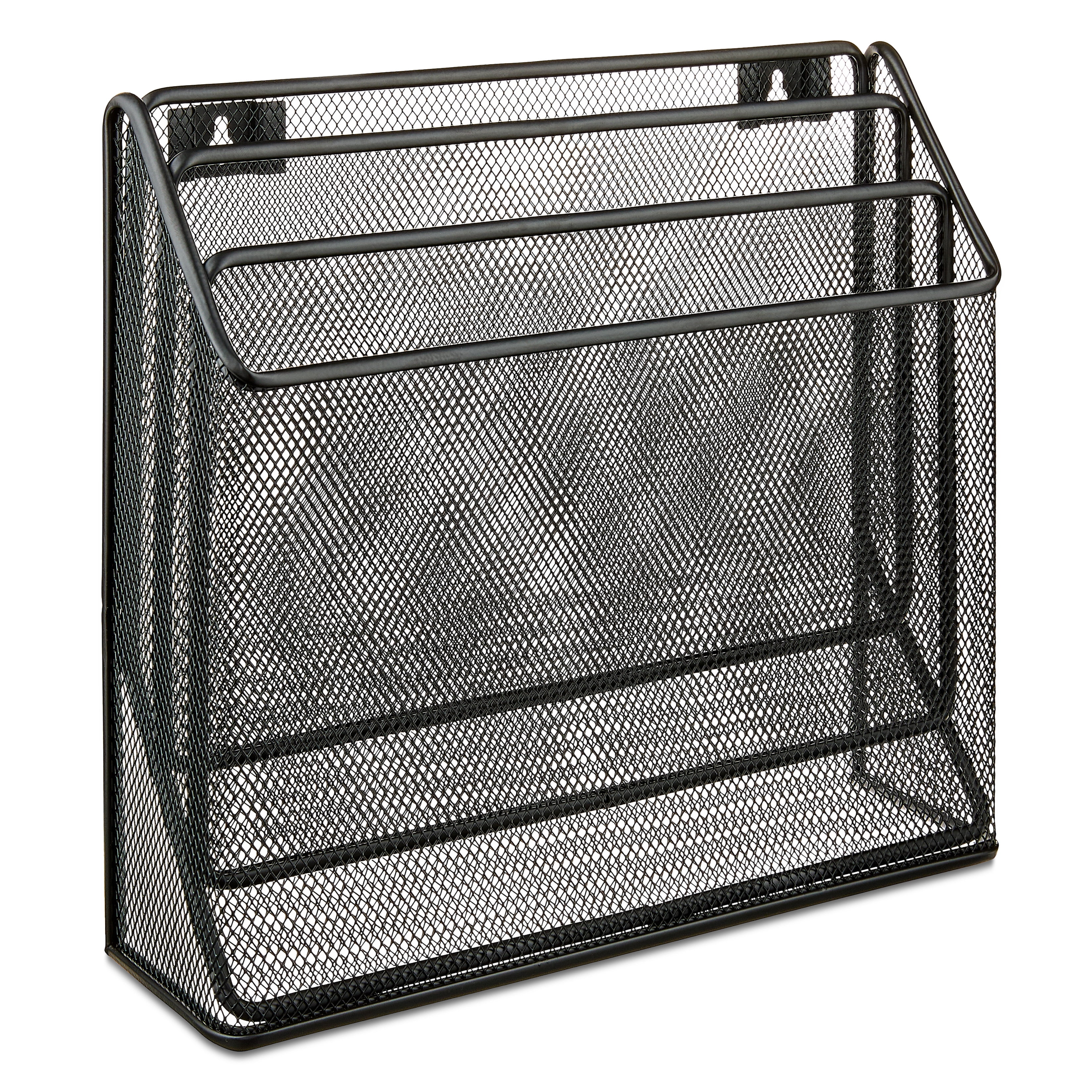 Pen+Gear,Desktop Organizers, Metal Mesh Desk Organizer with Hook,Black, 3 Compartments,
