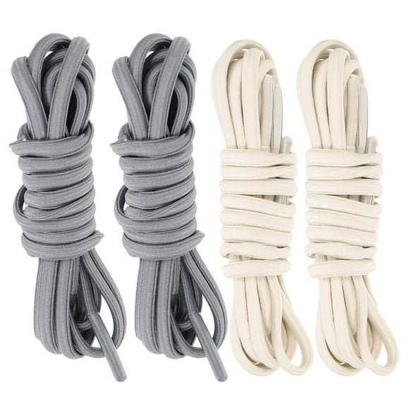 SKISUNO 2 Pairs No Tie Rubber Shoelaces Beige for Sports Shoes for Adults