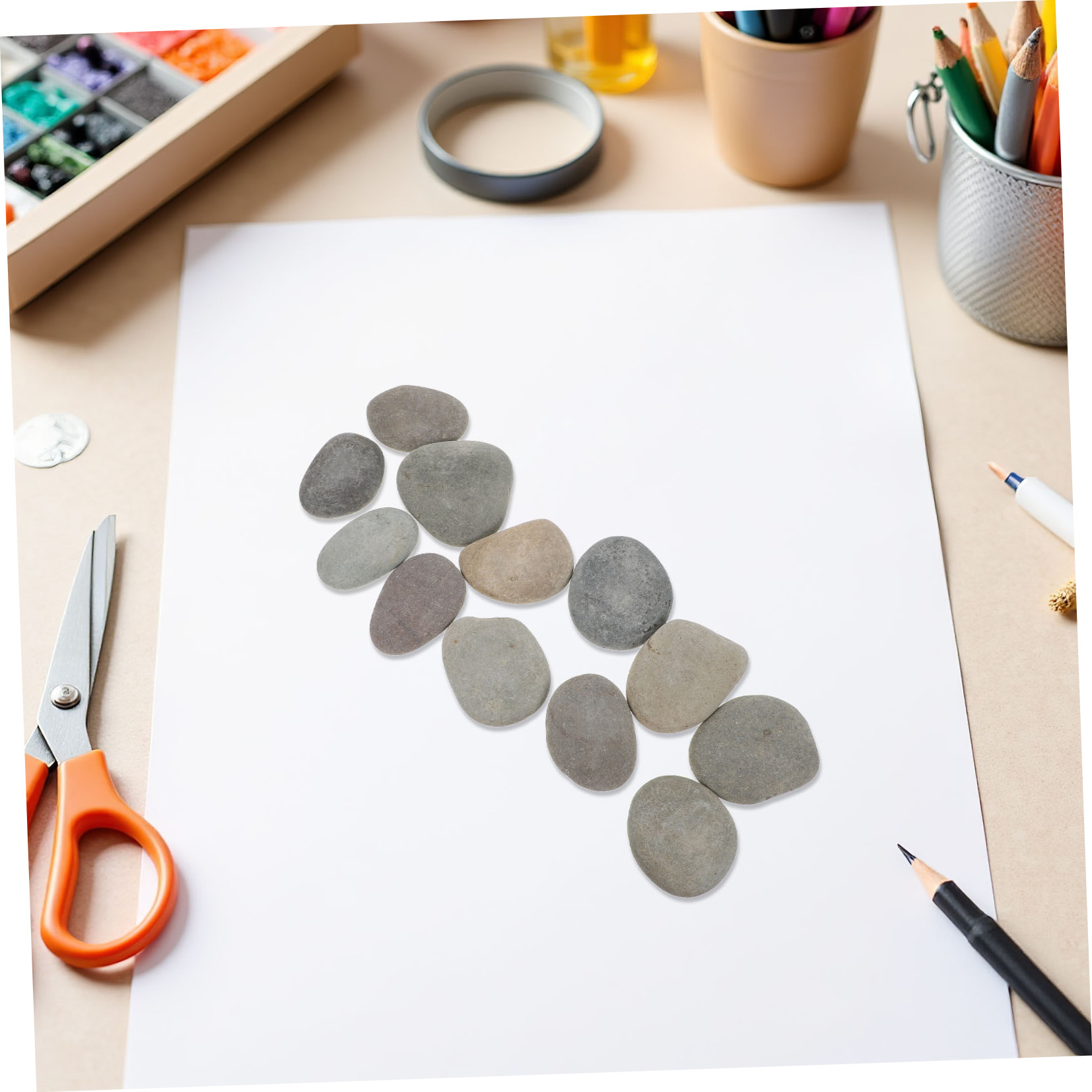 LOLIPPYY 12Pcs Natural Flat River Rocks for Painting Large Smooth Stones Suitable for Art Classes and Crafts