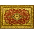 thumbnail image 1 of Ahgly Company Machine Washable Indoor Rectangle Medallion Yellow Traditional Area Rugs, 2' x 5', 1 of 4