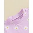 thumbnail image 5 of Suealasg 2Pcs Kids Girl Summer Clothes 6M 1T 2T 3T 4T Toddler Girl Casual Beach Outfits Short Sleeve Flower Print T-Shirts Tops and Elastic Waist Shorts Set, 5 of 9