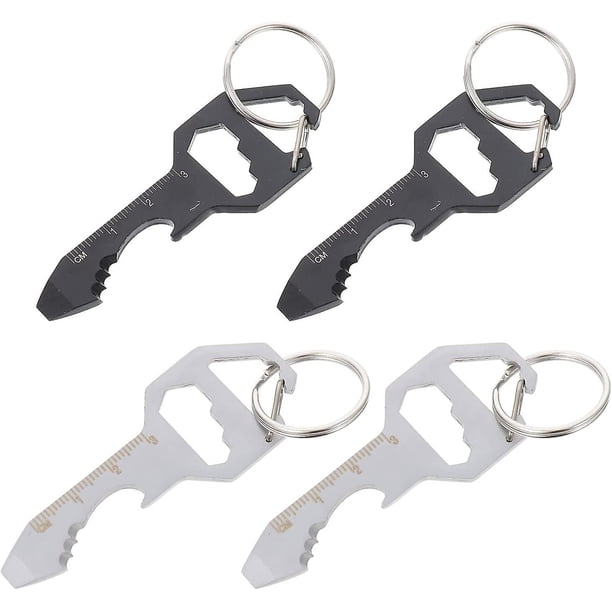Bottle Opener Keychain Bottle Opener Tin Bottle Opener Manual Can Opener Keychain Beer Bottle (silver Black) (4pcs)