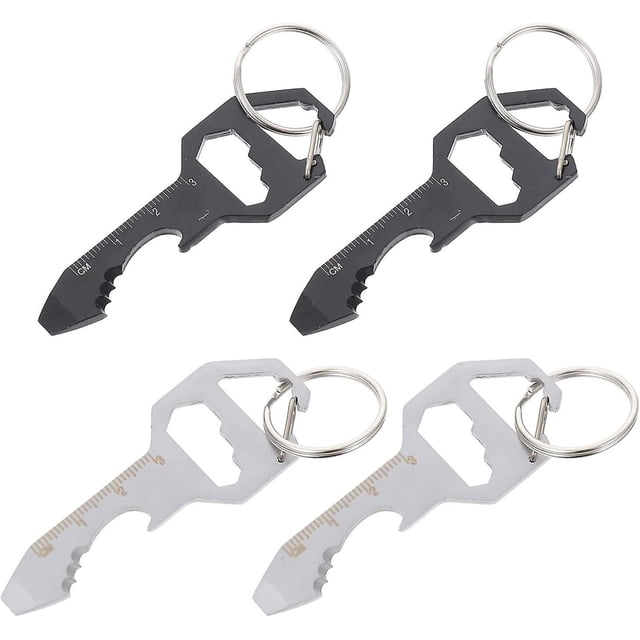 Bottle Opener Keychain Bottle Opener Tin Bottle Opener Manual Can Opener Keychain Beer Bottle (silver Black) (4pcs)