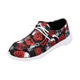 thumbnail image 3 of Womens Round Toe Holiday Canvas Sneakers Halloween Ghost Pattern Elastic Lace Up Flat Daily Casual Shoes Red 42, 3 of 5