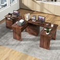 thumbnail image 3 of Demi Bonn L-Shaped Computer Desk with Letter File Drawer, Small Home Office Desk Study Writing Table, Brown, 3 of 9