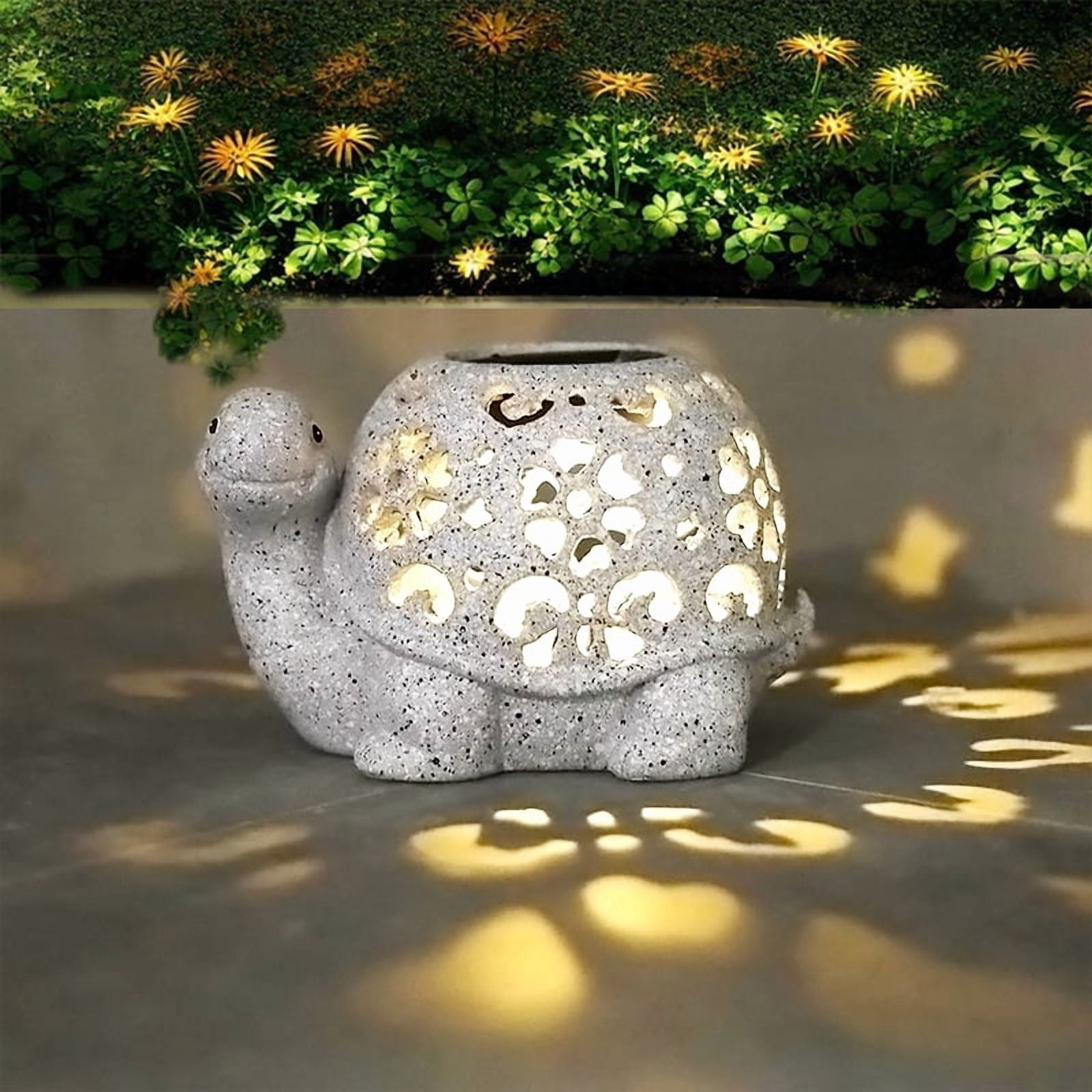 Solar Garden Outdoor Statues Turtle with LED light, Turtle Decor Tortoise Sculpture for Patio, Balcony, Yard Ornaments, Turtle Graden Statue for Outside, Unique Housewarming Gifts, Mom Gifts