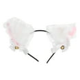 thumbnail image 2 of Diadema con orejas de gato esponjosas, linda banda de pelo de felpa con cascabel para fiesta de disfraces de Halloween, cosplay, blanco, 2 of 14
