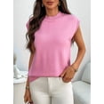 thumbnail image 6 of Women'S Mock Neck Sweaters Vest Business Casual Trendy Tops Fall Outfits Pink M, 6 of 8