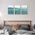 thumbnail image 3 of Turquoise Blue Canvas Wall Art 3 pieces Hand Painted Lake Artwork, 3 of 6