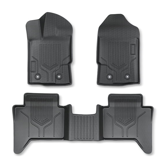 Findmall 3D Tpe Floor Mat Liner with 2 Rows and 3 Pieces of Waterproof and Anti-slip Replacement for Ford Ranger SuperCrew Cab 2019-2023