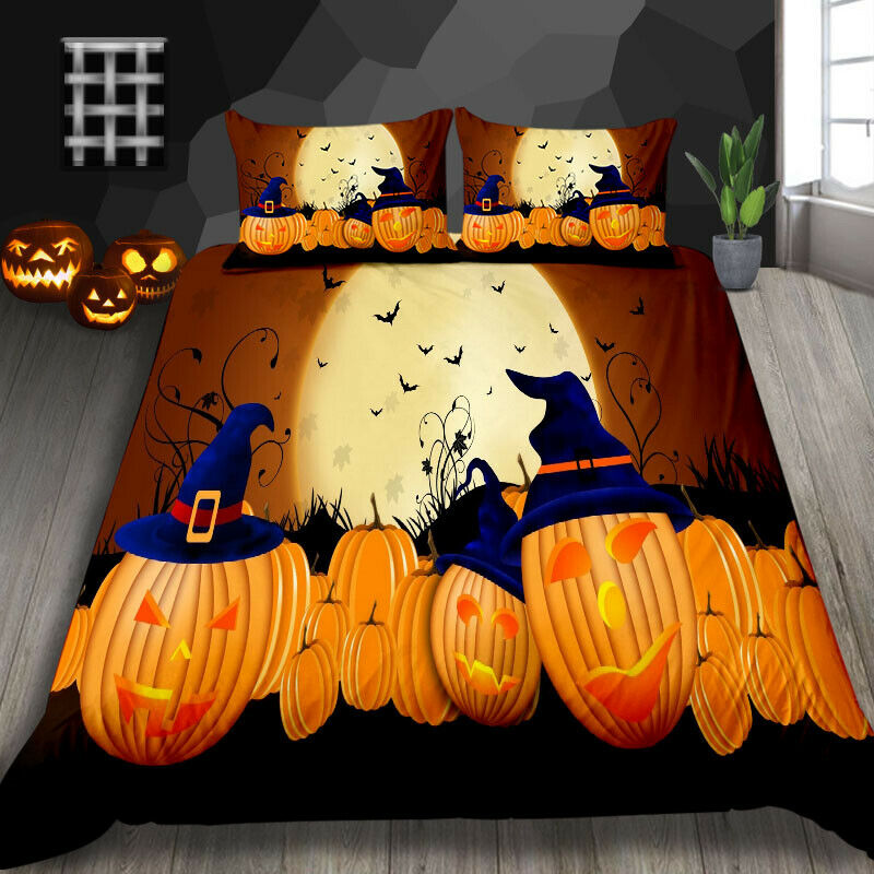 2/3 Pcs Halloween Bedding Set Gift 3D Pumpkin Print Duvet Cover