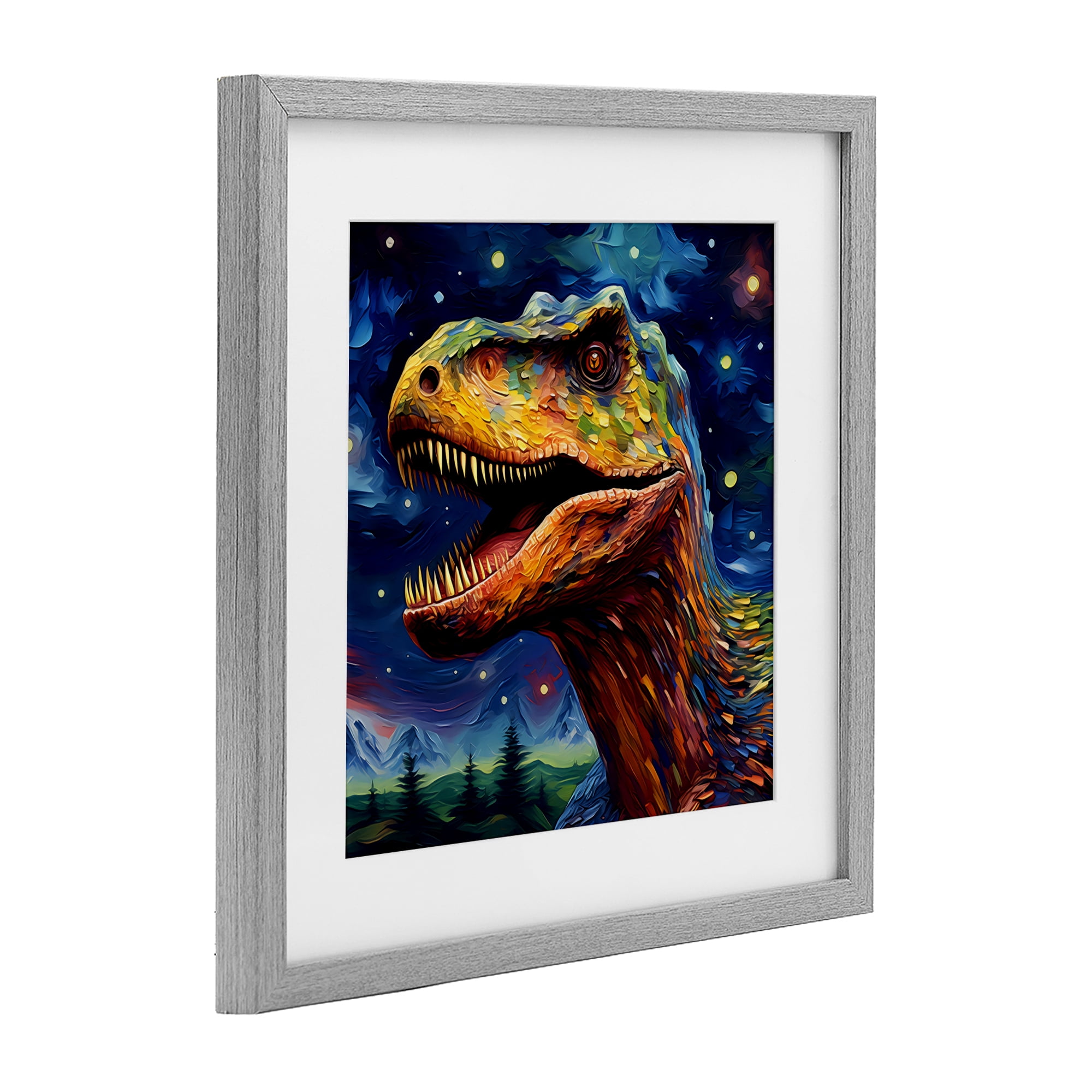 Stupell Industries Starry Sky Dinosaur Gray Framed Print Under Glass, design by Creative Studio