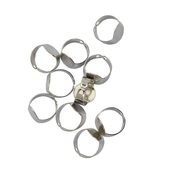 10pcs Bases de almohadilla plana ajustables chapadas en plata Resultados en 15 X 10 mm Salvador Base de anillo