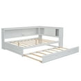 thumbnail image 3 of [Luckynote] Full Size Wood Daybed with Storage Shelves, USB, LED, and Trundle, White, 3 of 10