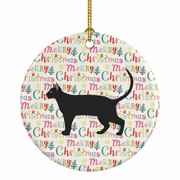 Pantherette Cat Christmas Ceramic Ornament 2.8 in x 2.8 in