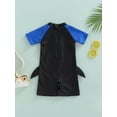 thumbnail image 3 of Toddler Baby Boy Shark One Piece Swimsuit Short Sleeve Zip Up Rash Guard Swimwear Sun Protection Bathing Suits, 3 of 7