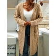 thumbnail image 5 of Winter Hooded Cardigan Sweater Coat Women Oversized Chunky Knit Open Front Long Outwear, 5 of 5