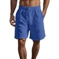 thumbnail image 6 of Cotton Linen Bermuda Shorts for Men Lightweight Breathable Elastic Waist Wide Straight Leg Beach Shorts with Pockets, 6 of 6