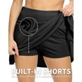 thumbnail image 5 of Women's Pleated Tennis Skirt Double Ruffle Golf Skirts for Women Skort with Pockets Tummy Control Athletic, 5 of 8