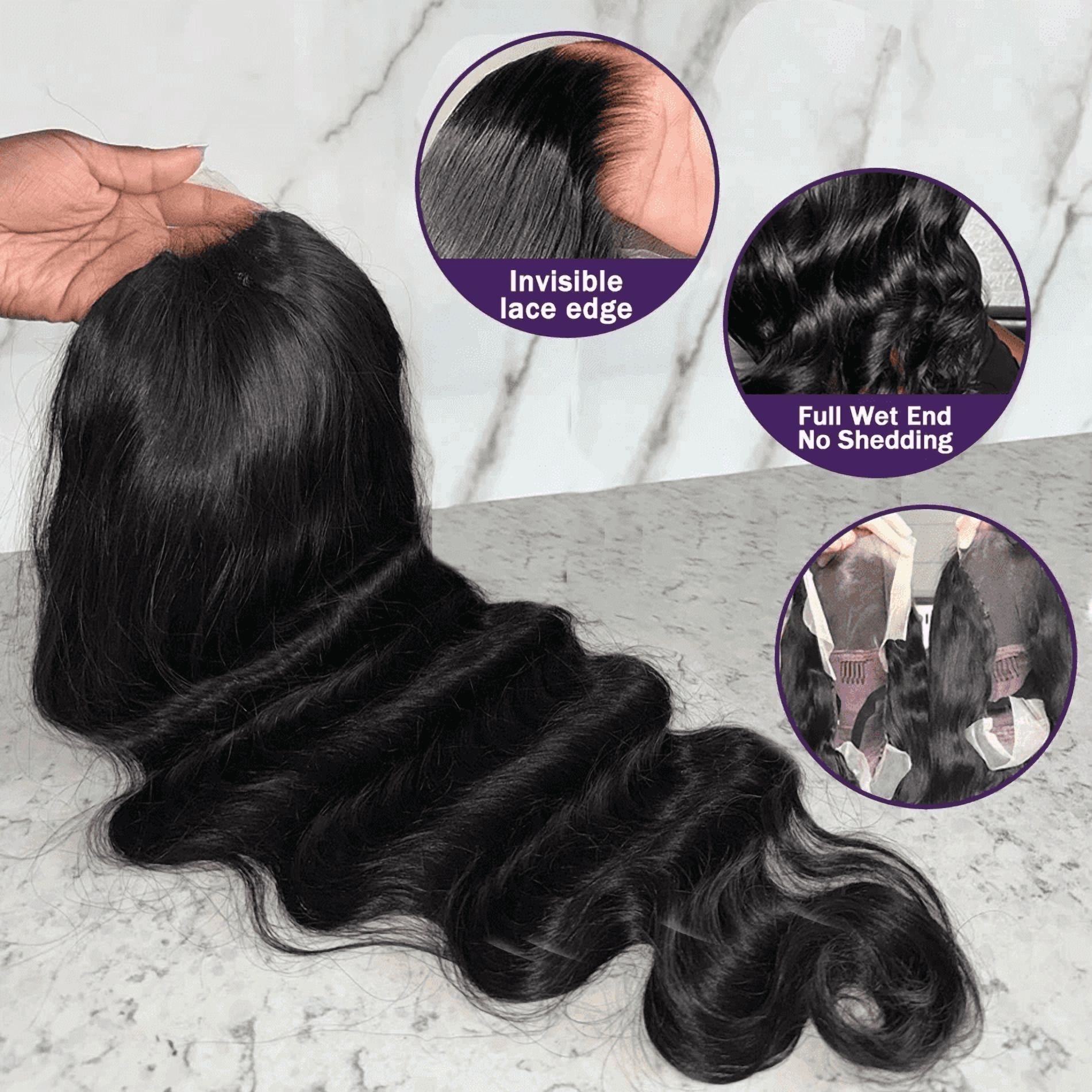 HD Body Wave Lace Frontal Wig13x6 Transparent Lace Front Human Hair Wigs For Women Pre Plucked Frontal Wig With Baby Hair Natural Hairline Glueless Brazilian Virgin Human Hair Lace Frontal Wig 36inch