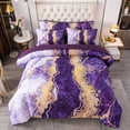 thumbnail image 3 of PERFEMET 6 Pieces Queen Size Comforter Set Purple Watercolor Marble Colorful Purple Bedding Ultra Soft Purple Sheet Set with Comforter for All Season, 3 of 9