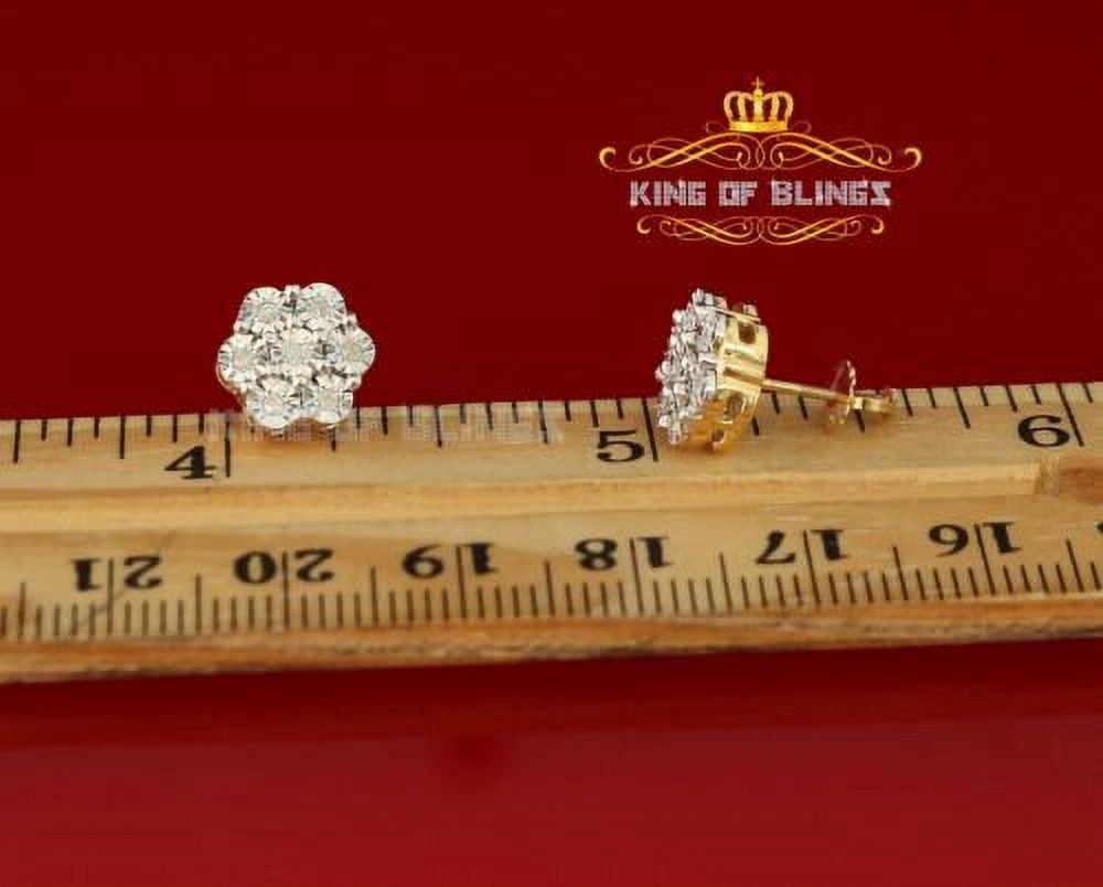 King of Bling's 10K Real Yellow Gold with Real 0.20CT Diamond Round Men's/Women's Stud Earrings