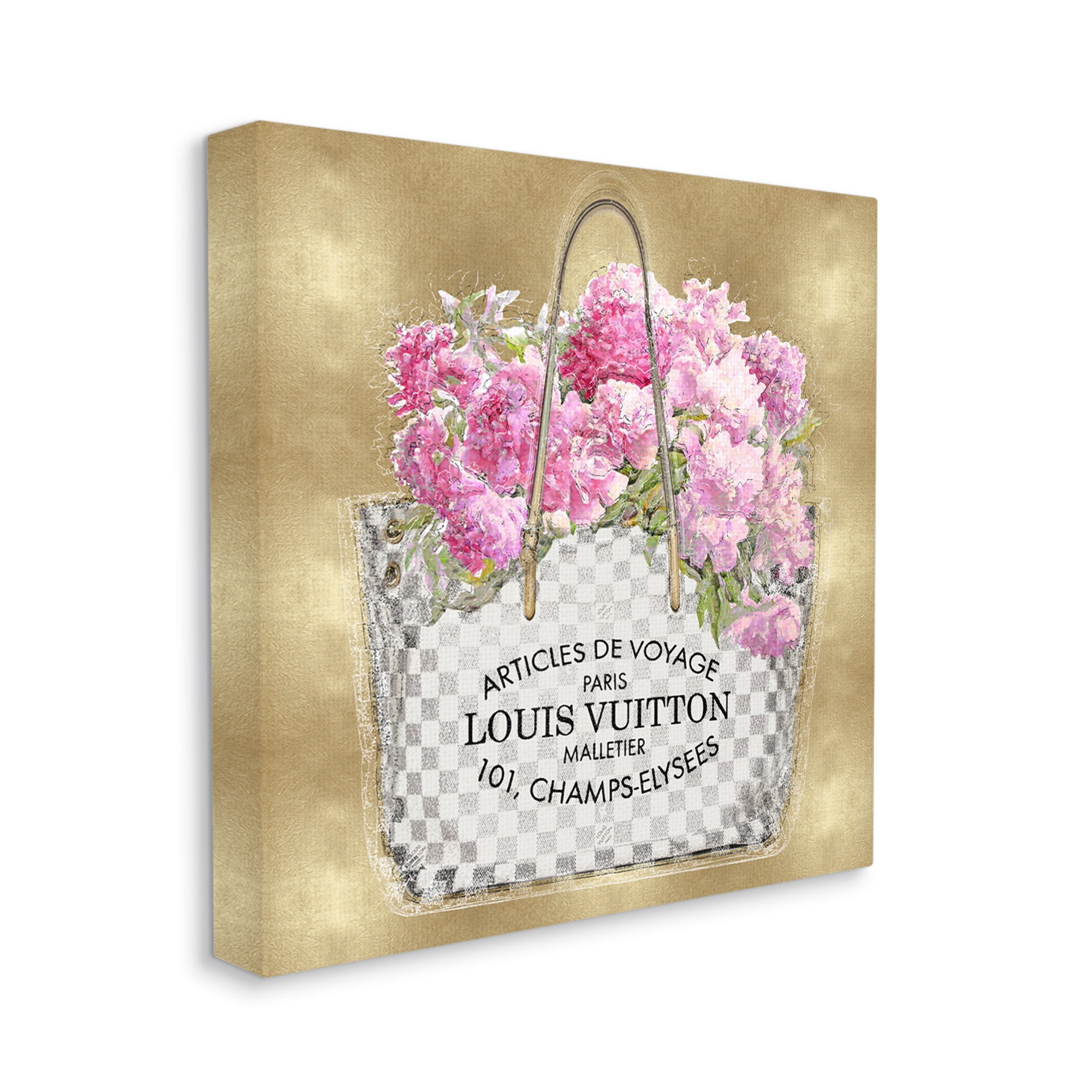 Stupell Industries Glam Peony Purse Botanical & Floral Painting Gallery Wrapped Canvas Art Print Wall Art, 30 x 30