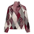 thumbnail image 6 of Jackets for Women Winter Coat Jackets Flannel Stand Collar Jacket(Abstract Geometric Maroon Pattern,Size:S-4XL), 6 of 7