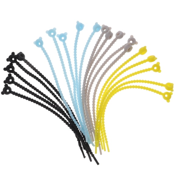 PAMINGONO 20Pcs Flexible Silicone Cable Organizer Cord Ties for Home Use Reusable Assorted Colors