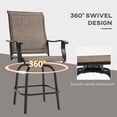 thumbnail image 4 of Newboti Furniture Set of 2 Outdoor Swivel Bar Stools with Armrests, Bar Height Patio Chairs with Steel Frame for Balcony, Poolside, Backyard, Brown BN.3239, 4 of 9